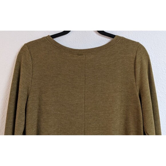 Women's LOGO By Lori Goldstien Moss Green Waffle Weave Long Sleeve Top M - Picture 5 of 8